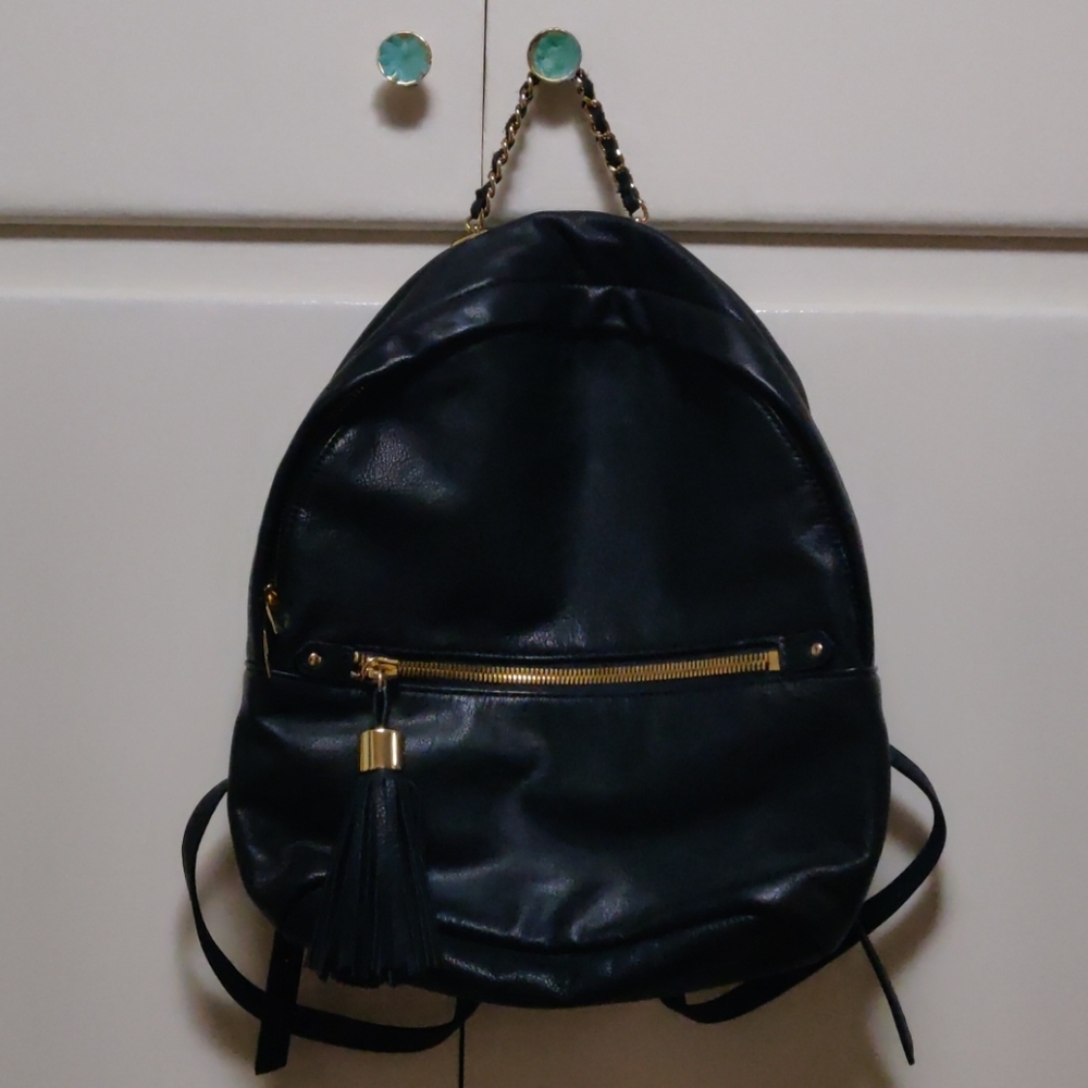 Margot black soft leather backpack purse